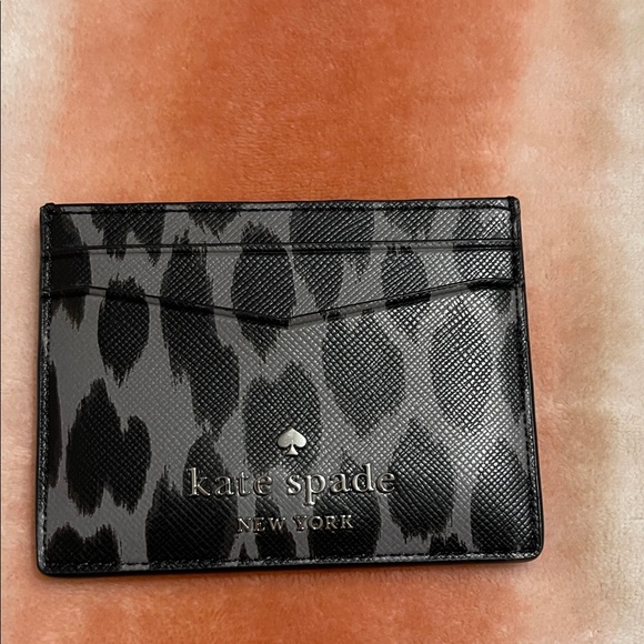 Kate Spade Black and Gray Animal Print Card Holder - Picture 1 of 6